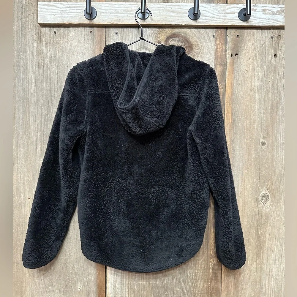 Old Navy Fuzzy Full Zip Hooded Jacket in Black Jack Size XL 14 Girls